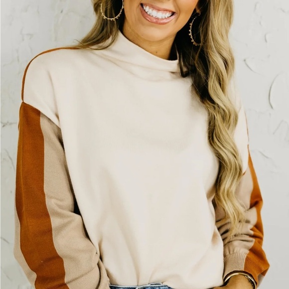 THML Sweaters - THML- The Rhonda Colorblock Mock Neck Sweater